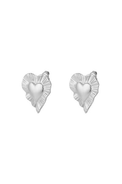 Bijoutheek Oorknoppen Stralend Hart Chunky Zilver