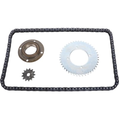 Kit Chaîne Pignon Avant Arrière T8F Acier Chaîne 120 Maillons Pignon Avant 13D Trou H 10mm Pignon Arrière 44D 4 Trous white