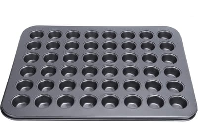 Dailygoods- Mini Muffins Bakvorm voor 48 Muffins - Antiaanbaklaag - Gelijkmatige Warmteverdeling - Koolstofstaal - Eenvoudig te Reinigen - Professionele Kwaliteit - Muffinvorm