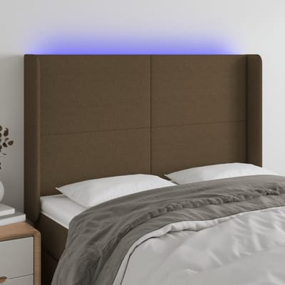 vidaXL - Hoofdbord - LED - 147x16x118/128 - cm - stof - donkerbruin