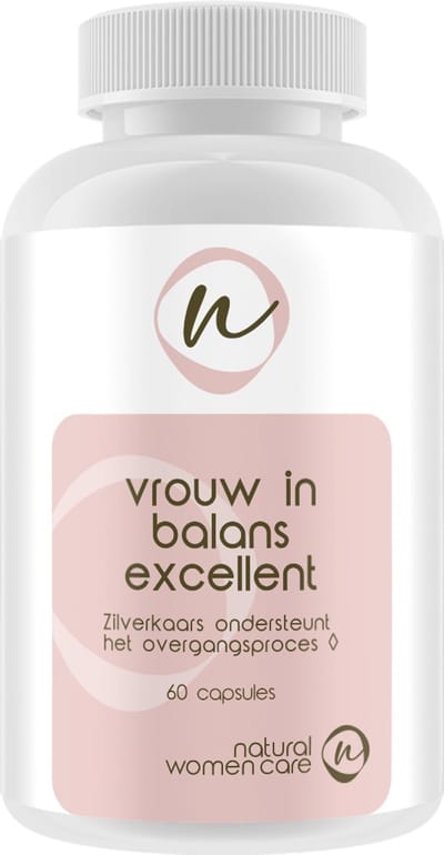 Natural Women Care - Vrouw in balans Excellent - zilverkaars - vitex - vitamine d3 - menopauze - overgang - natuurlijk - bij hormonale ongemakken - opvliegers