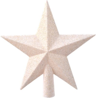 Decoris kerstboom piek - ster vorm - wol wit - glitter - 19 cm - kunststof - kerstpiek