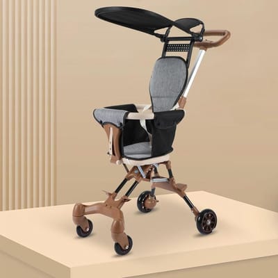Draagbare kinderstep - Reiswieg lichtgewicht - Comfortabel reizen - Eenvoudig inklapbaar - 48 x 43 x 18 cm - Khaki