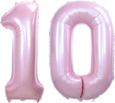 Ballon Cijfer 10 Jaar Roze Helium Ballonnen Verjaardag Versiering Cijfer Ballon Feest Versiering Met Rietje - 86Cm