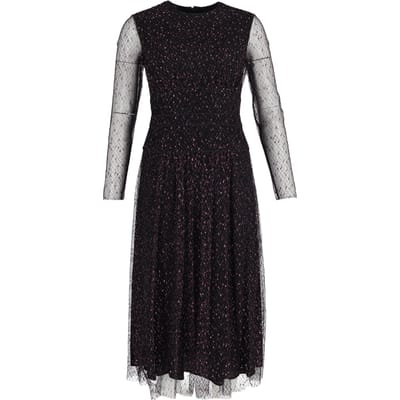 Escada midi-jurk met transparante mouwen in zwart polyester