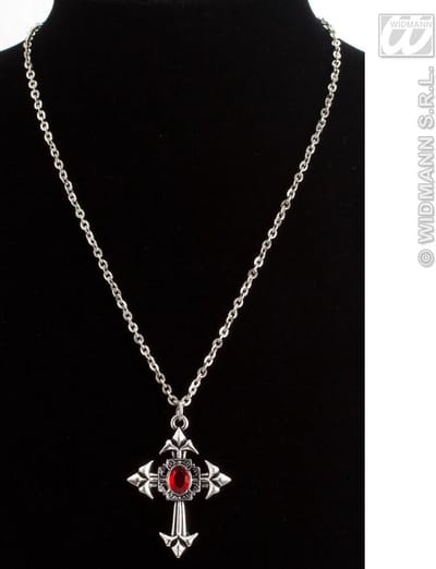 gothic ketting met rode steen