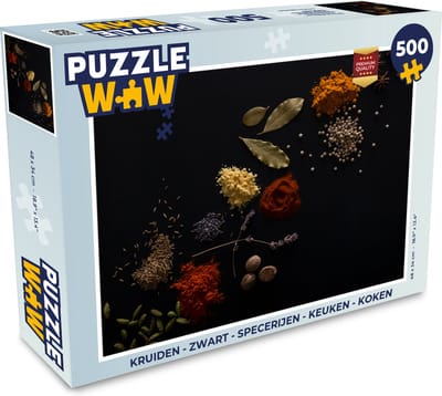 Puzzel Kruiden - Zwart - Specerijen - Keuken - Koken - Legpuzzel - Puzzel 500 stukjes