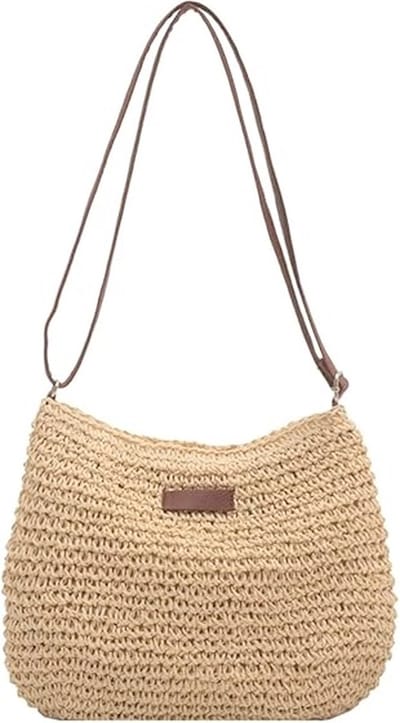Rattan Summer Schoudertas - Creme | 29 x 25 cm | Rotan / Polyester | Fashion Favorite