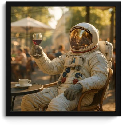 Poster in lijst - Fotolijst 40x40 cm - Posters - Wijn - Rood - Terras - Koffie - Posterlijst zwart - Decoratie - Wanddecoratie woonkamer - Muurdecoratie slaapkamer