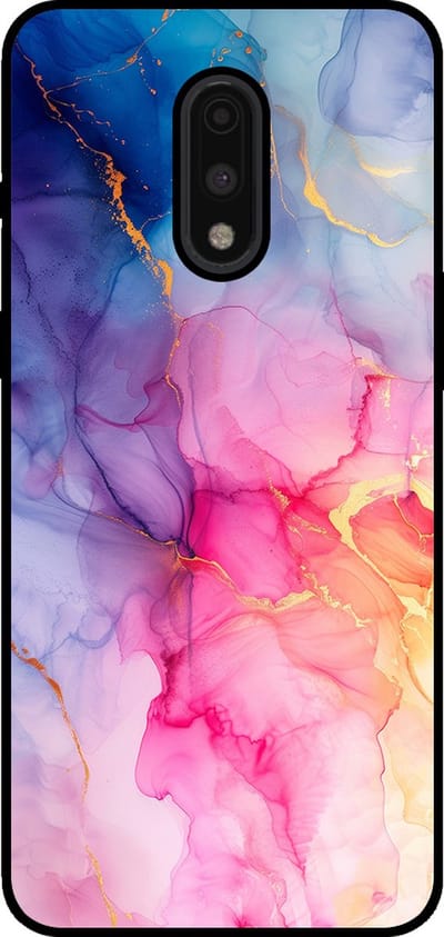 Smartphonica Telefoonhoesje Geschikt voor OnePlus 7 met marmer opdruk - TPU backcover case marble design - Regenboog geschikt voor OnePlus 7