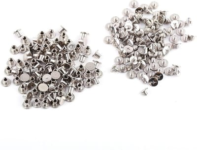 Schroeven Leer Assortiment - Klinknagels - Leer Ambacht - Glad Oppervlak - 200 Stuks - Zilver