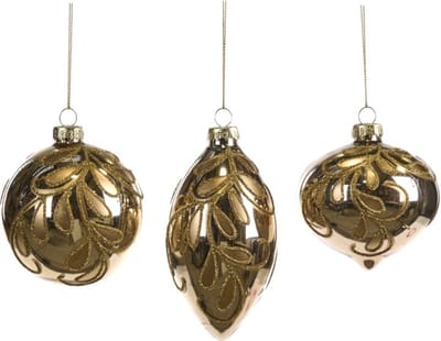 Goodwill Kerstbal Glas Goud D 8 cm Voordeelass. Per 3 Stuks