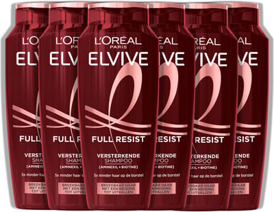 L'Oréal Paris Elvive Full Resist Shampoo - Versterkende Shampoo Voor Breekbaar Haar - Met Aminexil + Biotine - 6x 250ML