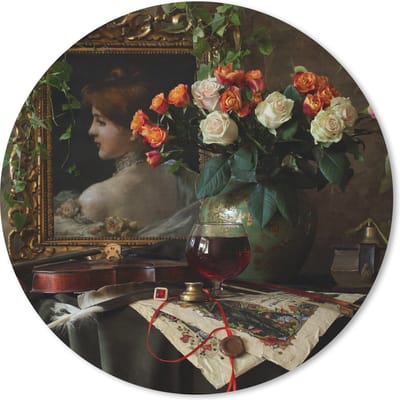 Muismat rond 20x20 cm - Mousepad Stilleven - Schilderij - Bloemen - Ronde muismatten