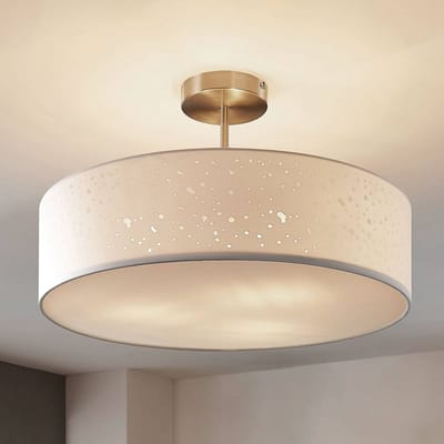Lindby - plafondlamp - 3lichts - Stof, metaal - H: 30 cm - E27 - wit, nikkel gesatineerd