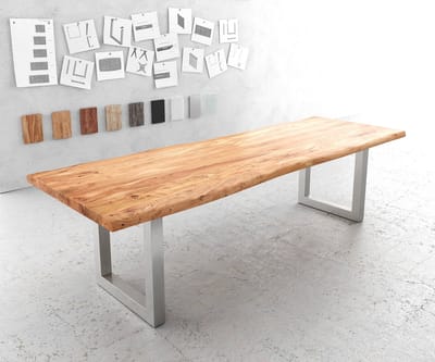 Eettafel Edge acacia natuur 280x100 XL edelstaal breed Live-Edge