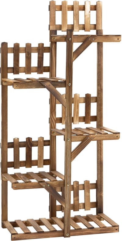 Outsunny Bloemenstandaard - Vurenhout - 60x30x130cm - Natuurlijk hout