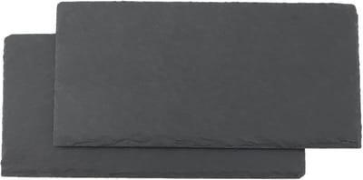 Dailygoods- Leisteen Onderzetter Set van 8 - Rechthoekige Platen - Duurzaam Gesteente - Uniek Cadeau - 25 x 12 cm - Antislip Ondergrond - Serveerplaten