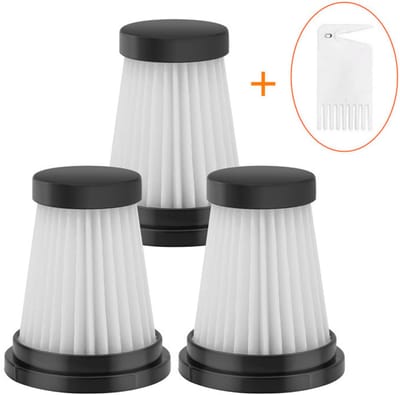 Geschikt voor de draadloze stofzuigers Moosoo K12, K12 PRO en K13. Filterpatronen voor handstofzuigers (3 stuks + 1 klein wit mesje).