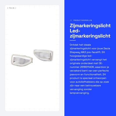 JHUBERS- Zijmarkeringslicht LED - Dacia MK2 pre-facelift - knipperlicht - zijindicatorrepeater - 3 stuks - duurzaam ABS-materiaal