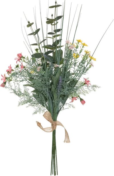 Atmosphera Kunstbloemen boeket Eucalyptus - 66 cm - Wilde bloemen - groen en kleur