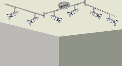 Trango 6-vlams plafondlamp 2991-68SD *OSCAR* in chroomlook incl. 6x 5 W 3-traps dimbaar GU10 LED-lamp - plafondspot - woonkamerlamp draaibaar en draaibaar