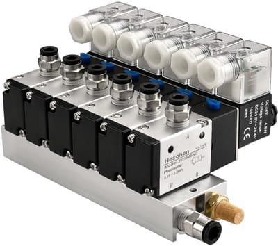 Dailygoody - Pneumatische Solenoïde Klep - 6 Poorten - Snelle Montage - 3/2 Weg - Aluminium - Voor Mechanische Cilinders - Model 3V210-08