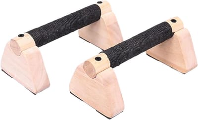 Houten Parallettes - Oefen Stangen - Thuis Fitness - Antislip Rubberen Voeten - 20 cm - Houtkleur