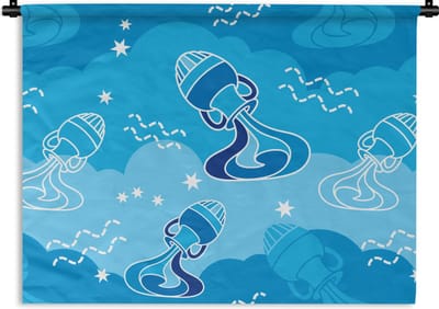 Wandkleed - Wanddoek - Aquarius - Design - Zodiac - 60x45 cm - Wandtapijt