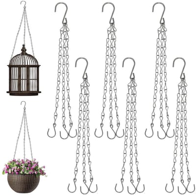 Hangende lampenketting, kettingen om op te hangen, 6 stuks metalen plantenpot ketting, hangende ketting met S-haak, kettingen 40 cm voor vogelkooien, plantenpotten, lantaarns, billboards