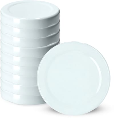 KADAX fi Schroefdeksel voor potten, 38 mm reservedeksel, metalen twist-off-deksel, deksel voor inmaakpotten, flessen en weckpotten, schroefpotten (wit, 10 stuks)