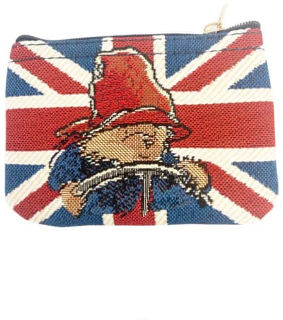 Ritsportemonnee - luxe gobelinstof - Paddington Bear - Beertje Paddington - Union Jack - Engelse Vlag