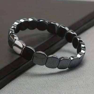 Hematiet Zwart Elastisch Vierkant Kralen Armband Mannen en Vrouwen Mode Armband zwart