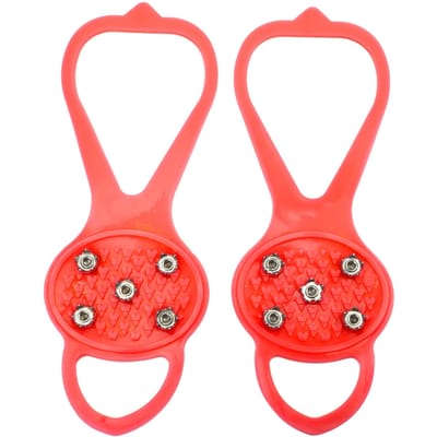 1 paarset Antislip 5 Tanden Stijgijzers Sterke Grip Duurzaam 5 Tanden Winter Klimschoen Cover Rood M red