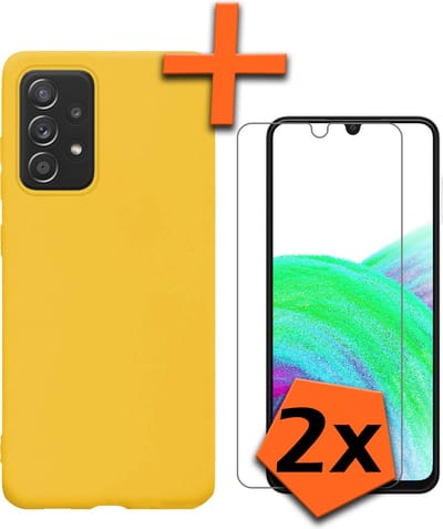 Hoes - Met 2x Screenprotector - Geschikt voor Samsung Galaxy A33 - Sterk & Shockproof - Back Cover - Siliconen Case - Telefoon Hoes - Geel