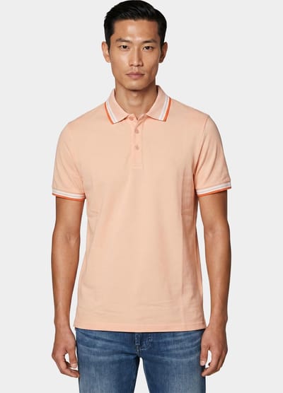 Bos Bright Blue Scotland blue polo heren brick polo plain contrast col spe25108br06sb/735 apricot
