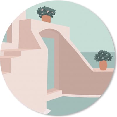 Muismat rond 20x20 cm - Mousepad Zomer - Huis - Minimalisme - Ronde muismatten