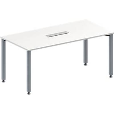 Schäfer Shop Genius Vergadertafel MODENA FLEX, in hoogte verstelbaar, rechthoekige vorm, 4-poot vierkante buis, B 1600 x D 800 mm, 6-voudige contactdoos, wit