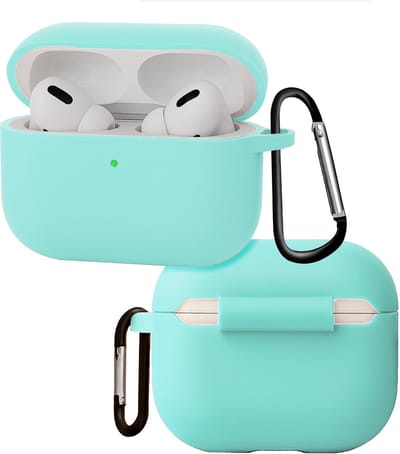 Hoes - Geschikt voor Apple Airpods Pro 3 - Siliconen Hoesje met Clip - Silicone Case Cover - Mintgroen
