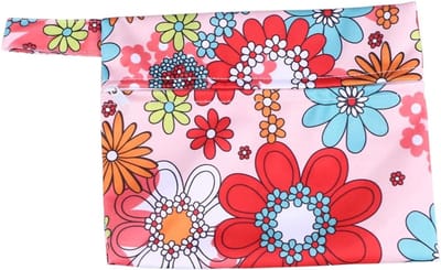 Luiertas Voor Buiten - Luieropslag Tas - Compact Luiers Vervoeren - Waterdicht Met Rits - 18x18x18 Centimeter - Bloemenprint