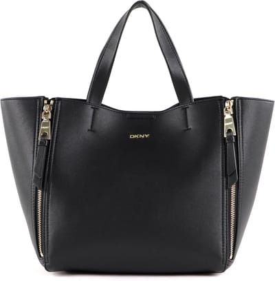 DKNY Leren Shopper Handtas Zoey EW Tote Blk / Black Zwart