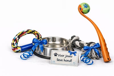 Dierboetiek - Cadeauset Voor Grote Honden - Speeltjes - Voer-/Drinkbak - Tennisbalwerper