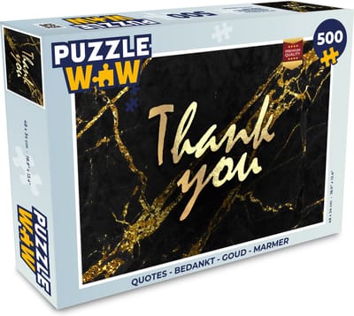 Puzzel Quotes - Bedankt - Goud - Marmer print - Legpuzzel - Puzzel 500 stukjes