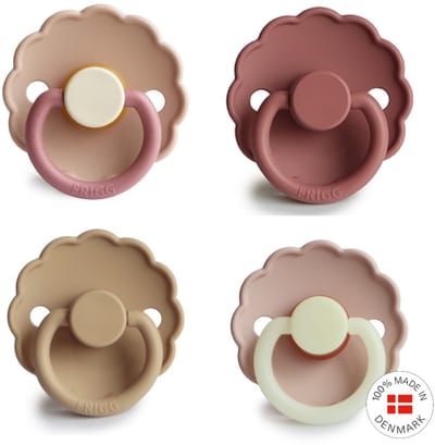Frigg Daisy Fopspeen set 4 stuks Croissant, Peony, Powder Blush, Blush Night 0-6 maanden, Maat 1