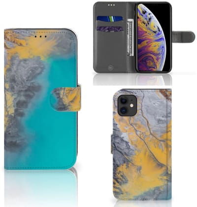 Apple iPhone 11 Bookcase Marble Blue Gold