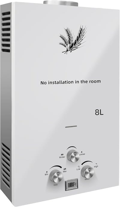 Gas Waterverwarmer - Boiler LPG - Direct Warm Water - Winter Zomer Modus - 8 Liter 16 KW - Wit