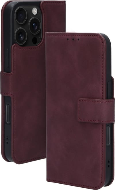Mobiparts hoesje geschikt voor Apple iPhone 16 Pro Max - Wallet/Boekhoesje - Eco Leer - Magneet Sluiting - Opberg vakken - Paars Rood