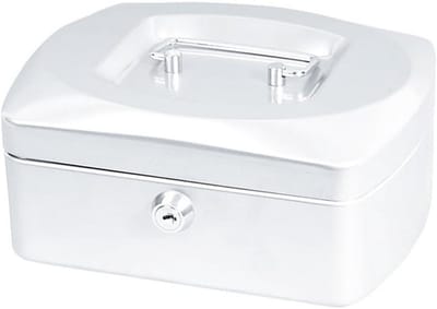 Afsluitbare Geldkist - Kleine Kassalade - Veilig Geld Bewaren - Met Muntentelbord - 205 x 160 mm - Wit