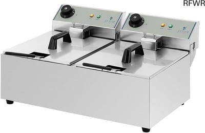 RFWR® Industriële Professionele Dubbele Friteuse met 20 Liter Capaciteit en Automatische Thermostaat