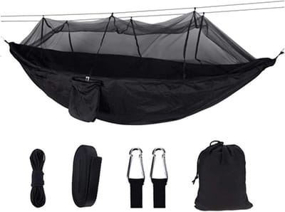 Kampeerhangmat met net - Outdoor relaxen - Buiten slapen - Geïntegreerd muggennet - 250-300kg capaciteit - Groen